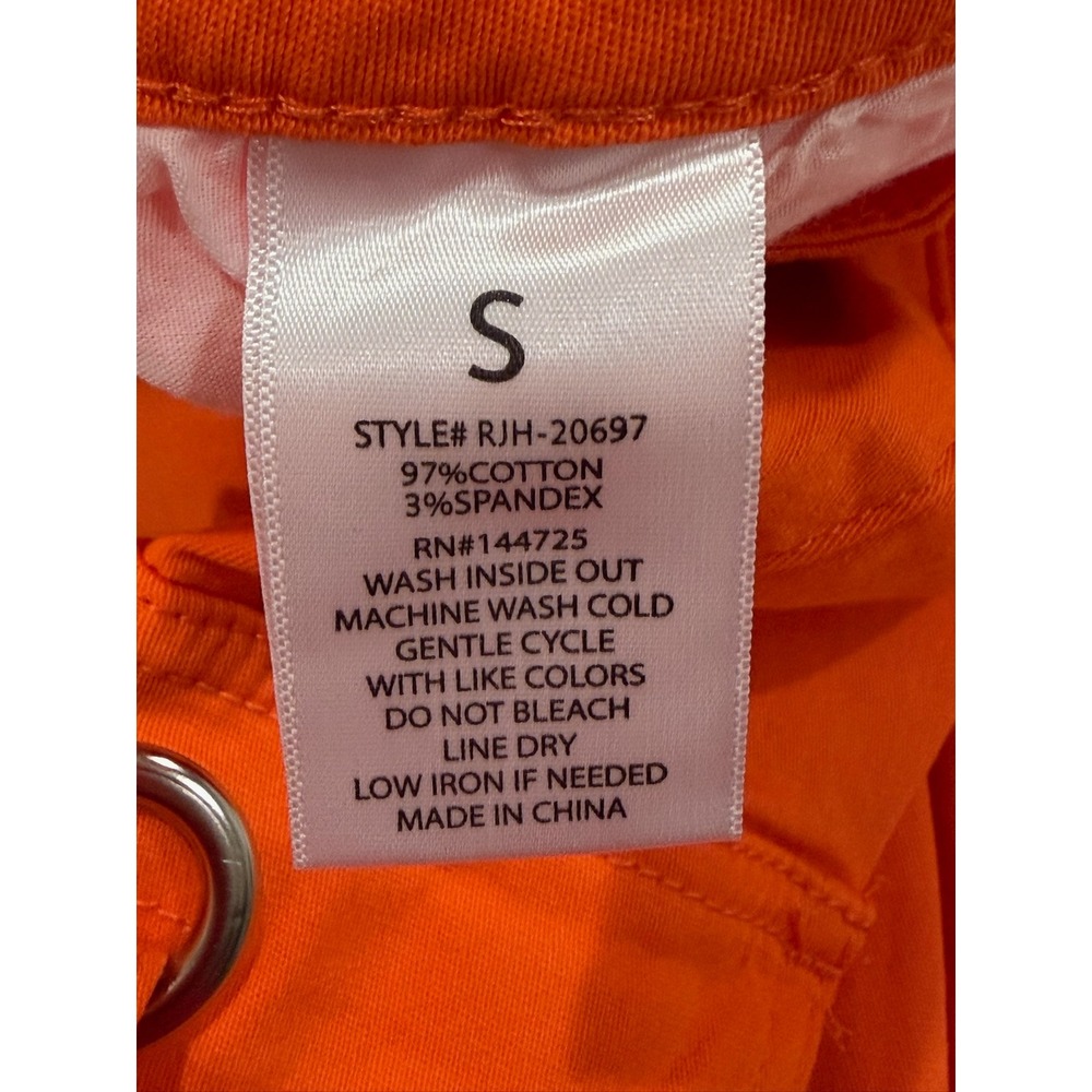 American Bazi Orange Cargo Wide Leg Pants High Rise Utility Grommet Straps Small - Picture 7 of 9